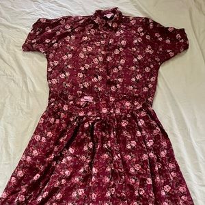 Vintage Baani’s Maroon Floral Shirt and Skirt Set